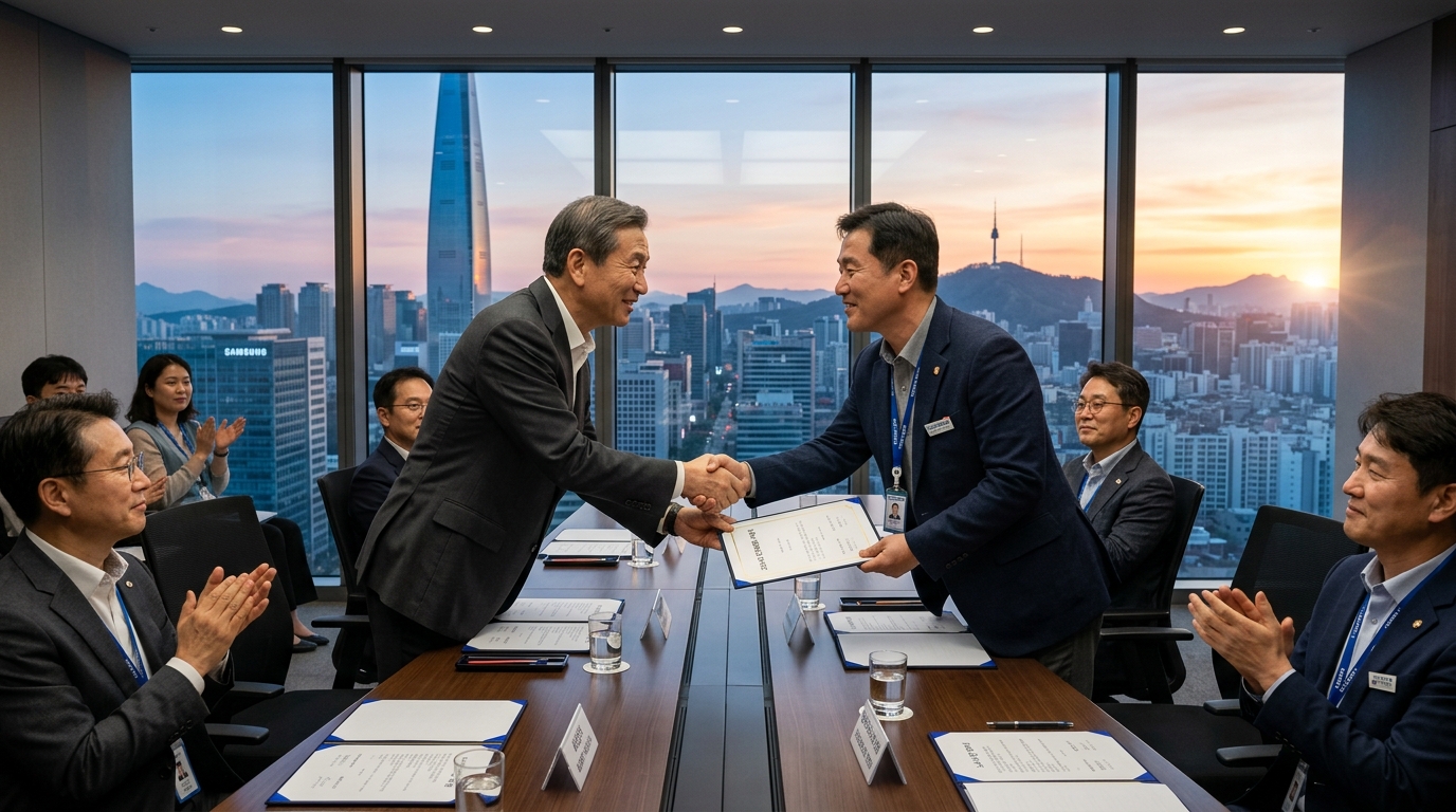 삼성전자 노사 협상 타결을 상징하는 악수 장면