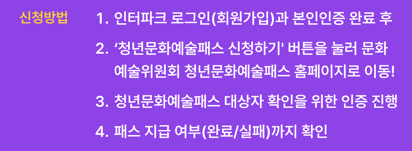 청년문화예술패스 신청