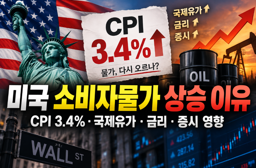 미국 소비자물가 상승 이유|CPI 3.4%·국제유가·금리·증시 영향