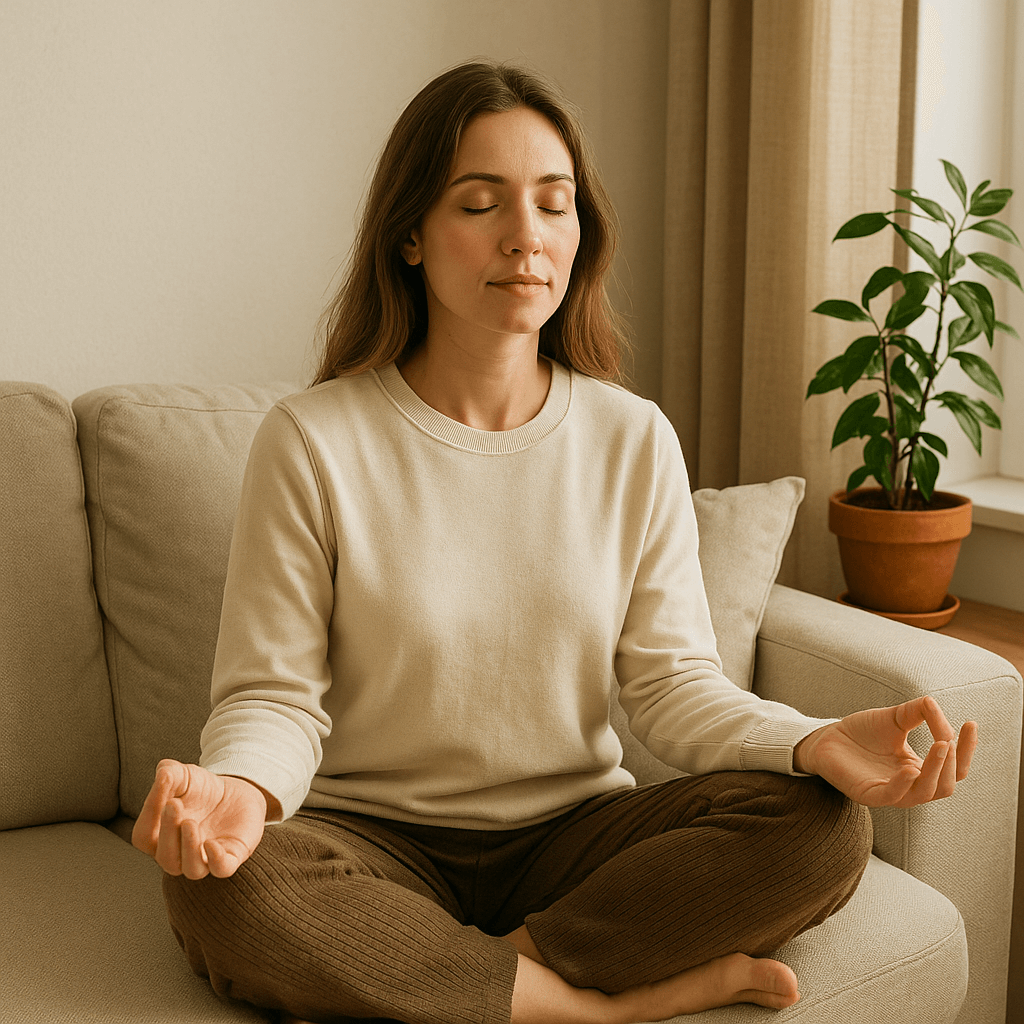 명상을 통해 스트레스를 줄이는 현대인의 이미지