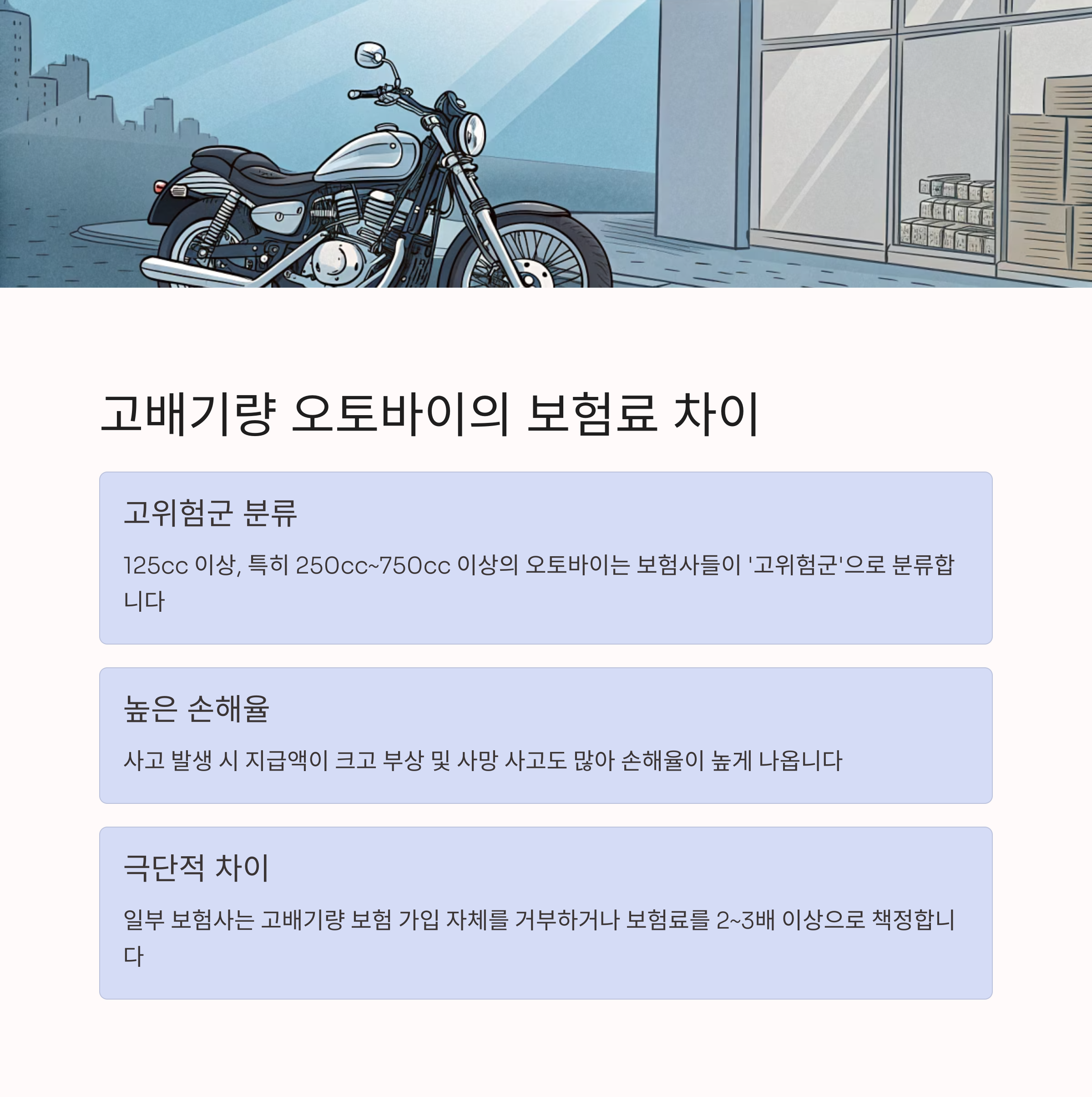 고배기량일수록 보험료 격차는 더 벌어진다