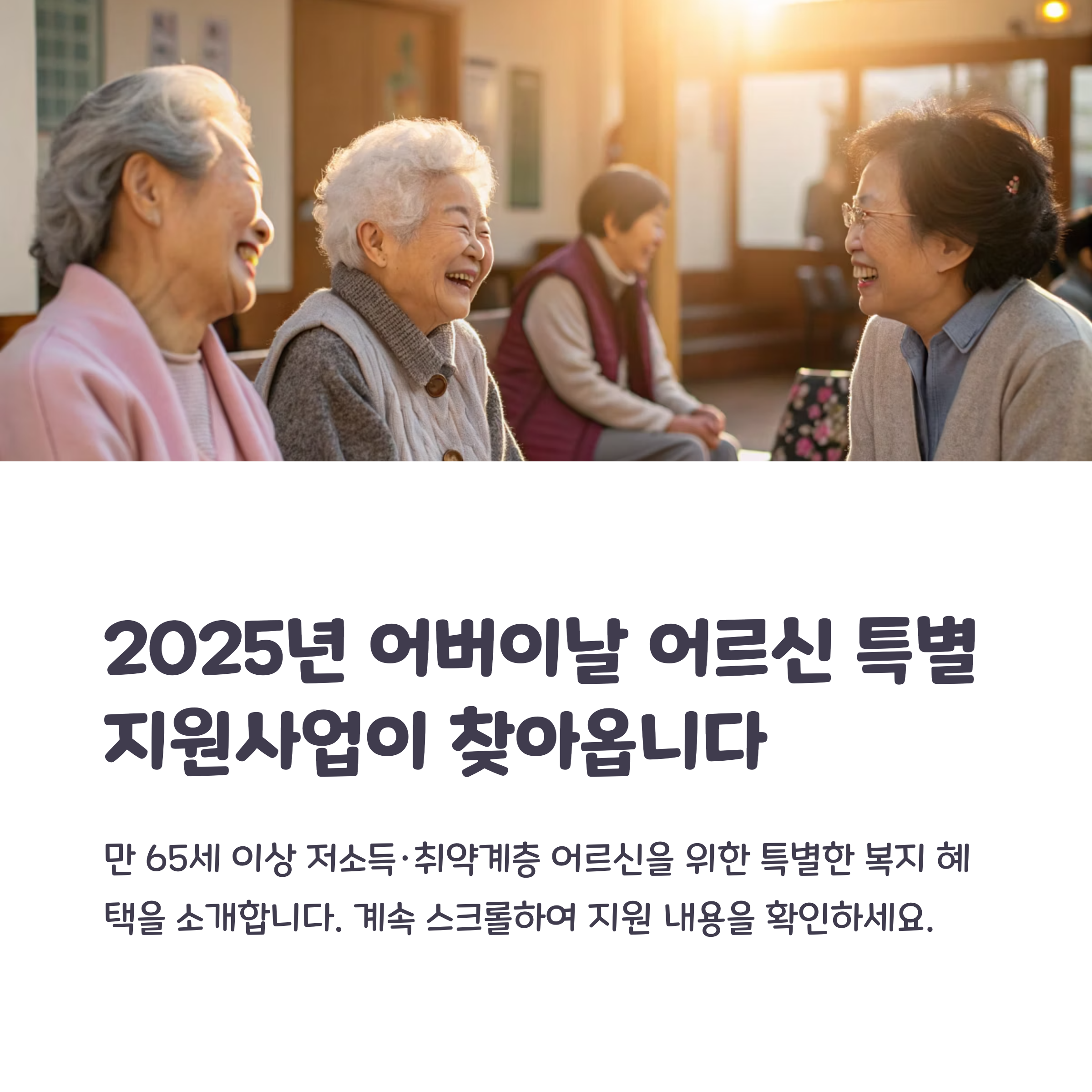 2025년 새로워진 어버이날 어르신 특별지원사업 신청방법 안내