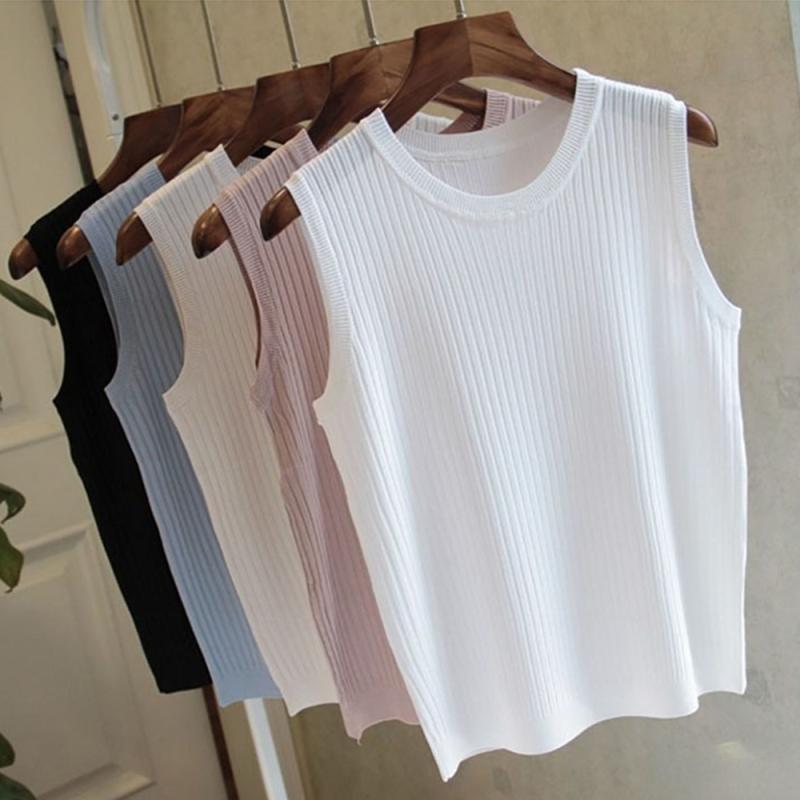 여성 골지 민소매티 흰 나시 흰색 블랙 이너 레이어드