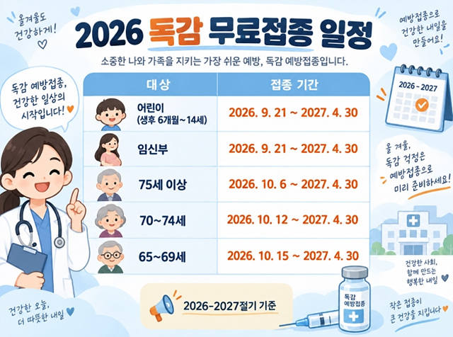 2026 독감 무료접종 대상&middot;예약&middot;조회방법 총정리