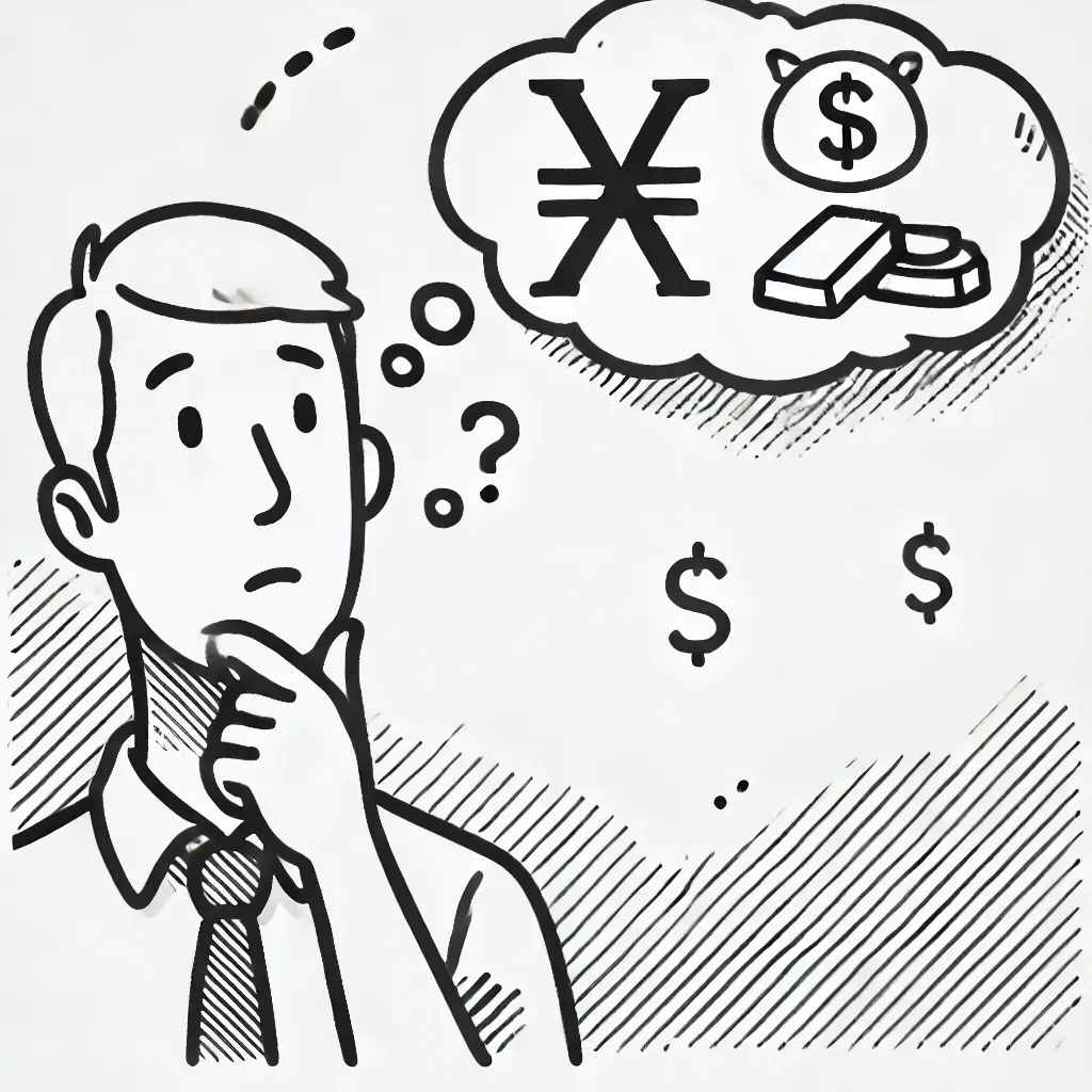 금 교환에 대해 생각하는 남자