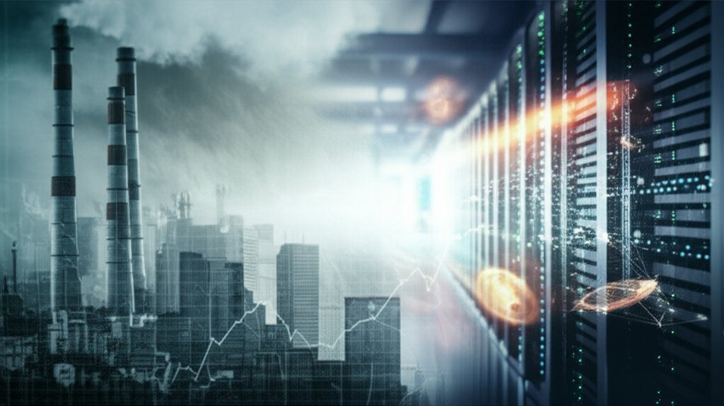 코스피와 코인의 변동성 요인 차이를 시각화한 두 환경, 영화 스틸컷 느낌의 시네마틱 포토, 역광/필름그레인/블러 배경