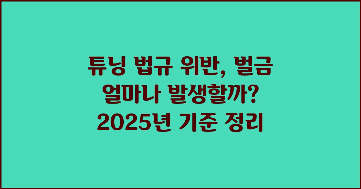 튜닝 법규 위반, 벌금 얼마나?