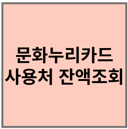 문화누리카드 사용처 잔액조회