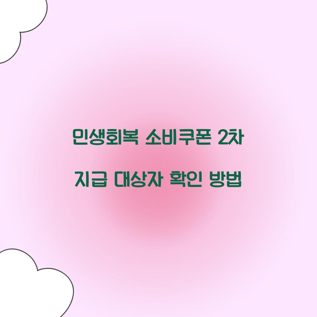 민생회복 소비쿠폰 2차 지급