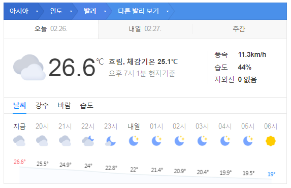 발리 3월 날씨 옷차림 추천 여행지