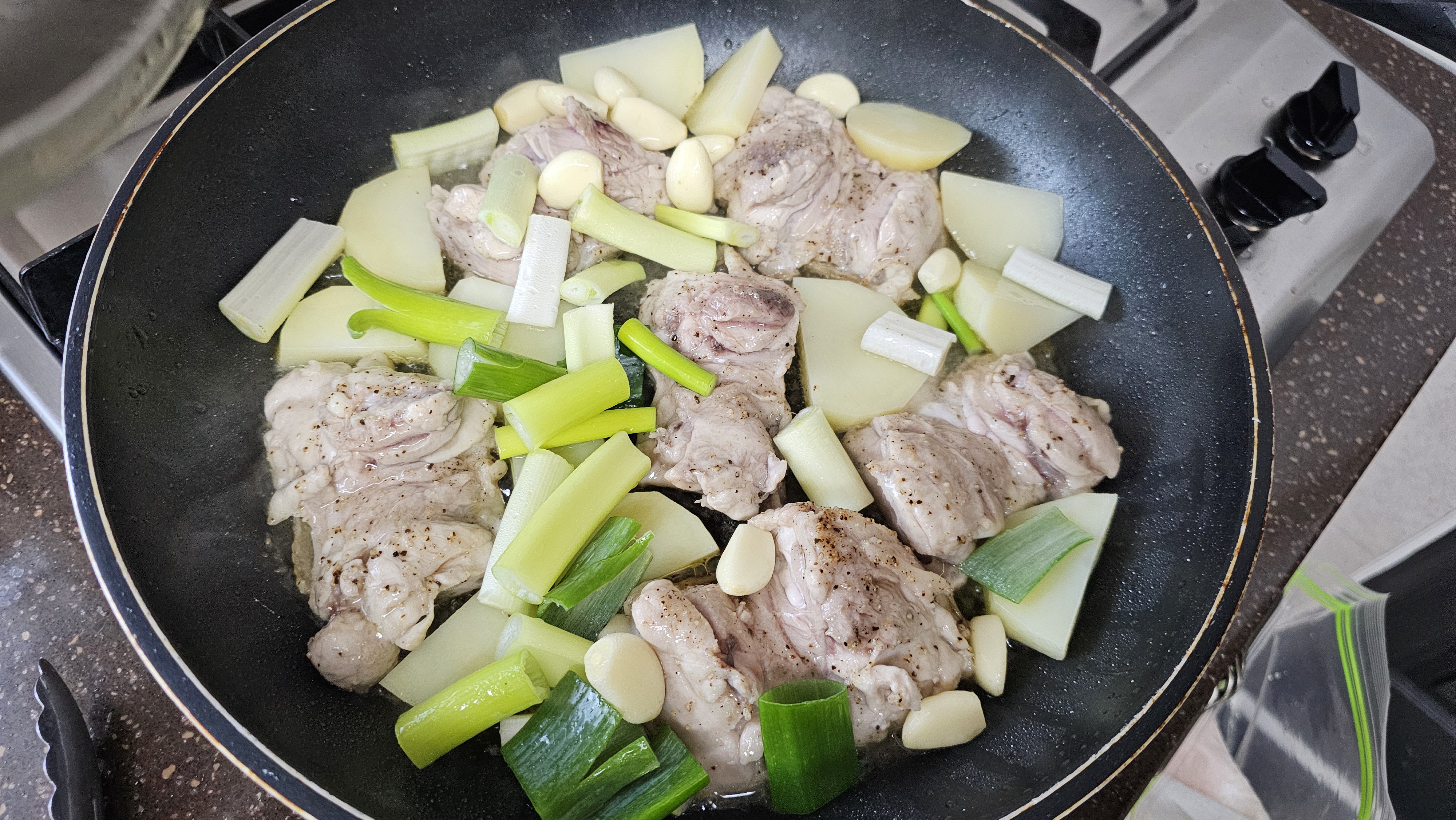 감자와 파 통마늘