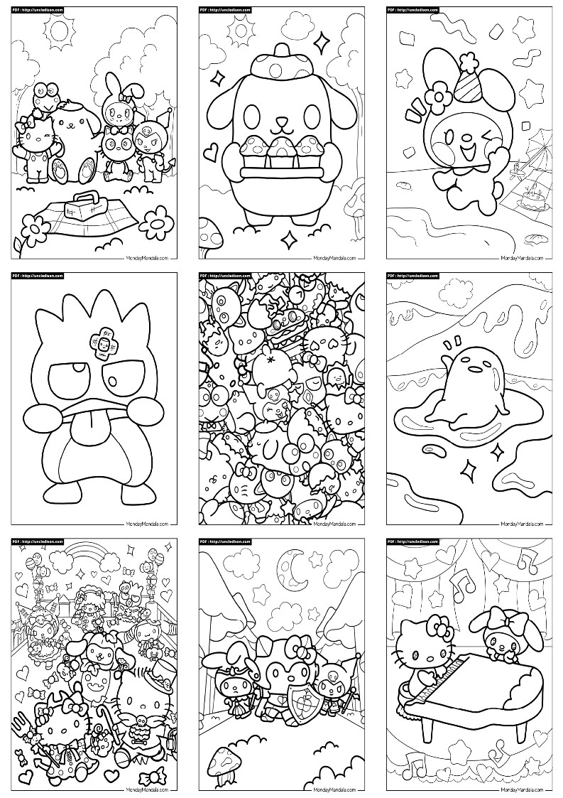 산리오 색칠공부 도안모음 시나모롤 폼폼푸린 마이멜로디 쿠로미