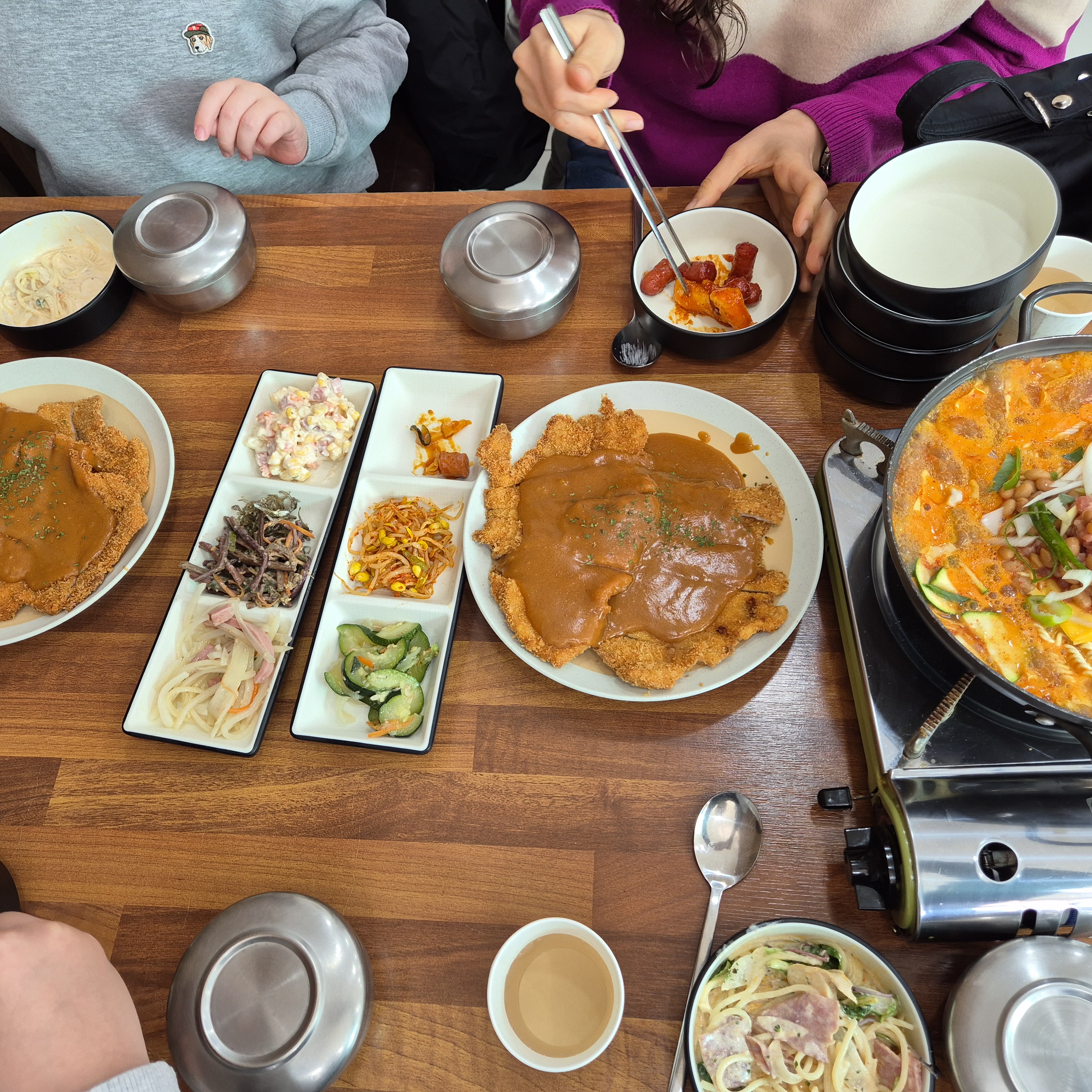 궁동 맛집 하늘돈까스백반 돈까스, 부대찌개 한상차림