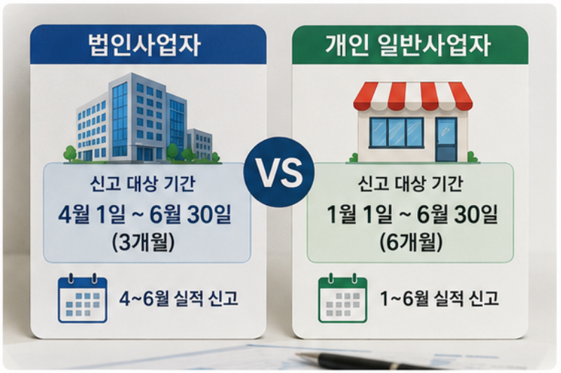 [2026년 상반기] 부가가치세 확정 신고 7월 27일까지 - 사업자 유형별 과세 기간 차이와 필수 체크리스트