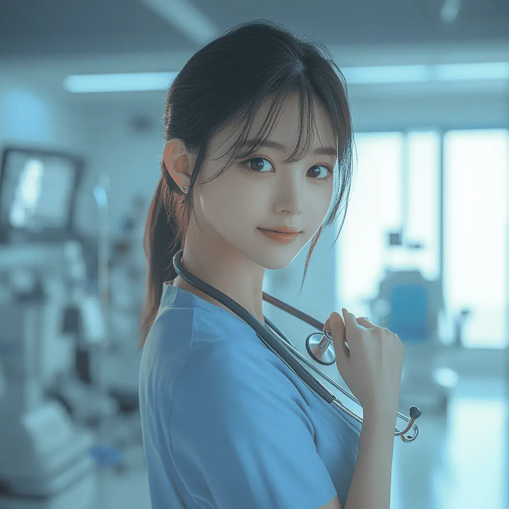 40대 이상 필수 건강검진 항목 확인하는 여자 의사