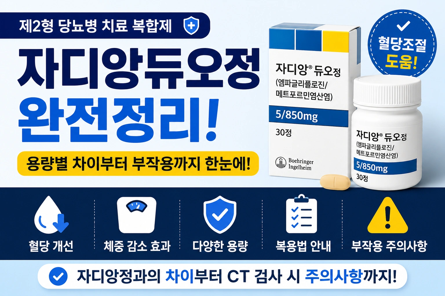 자디앙듀오정 효능과 부작용, 5/500, 5/1000, 12.5/500 용량 차이까지 알아보세요
