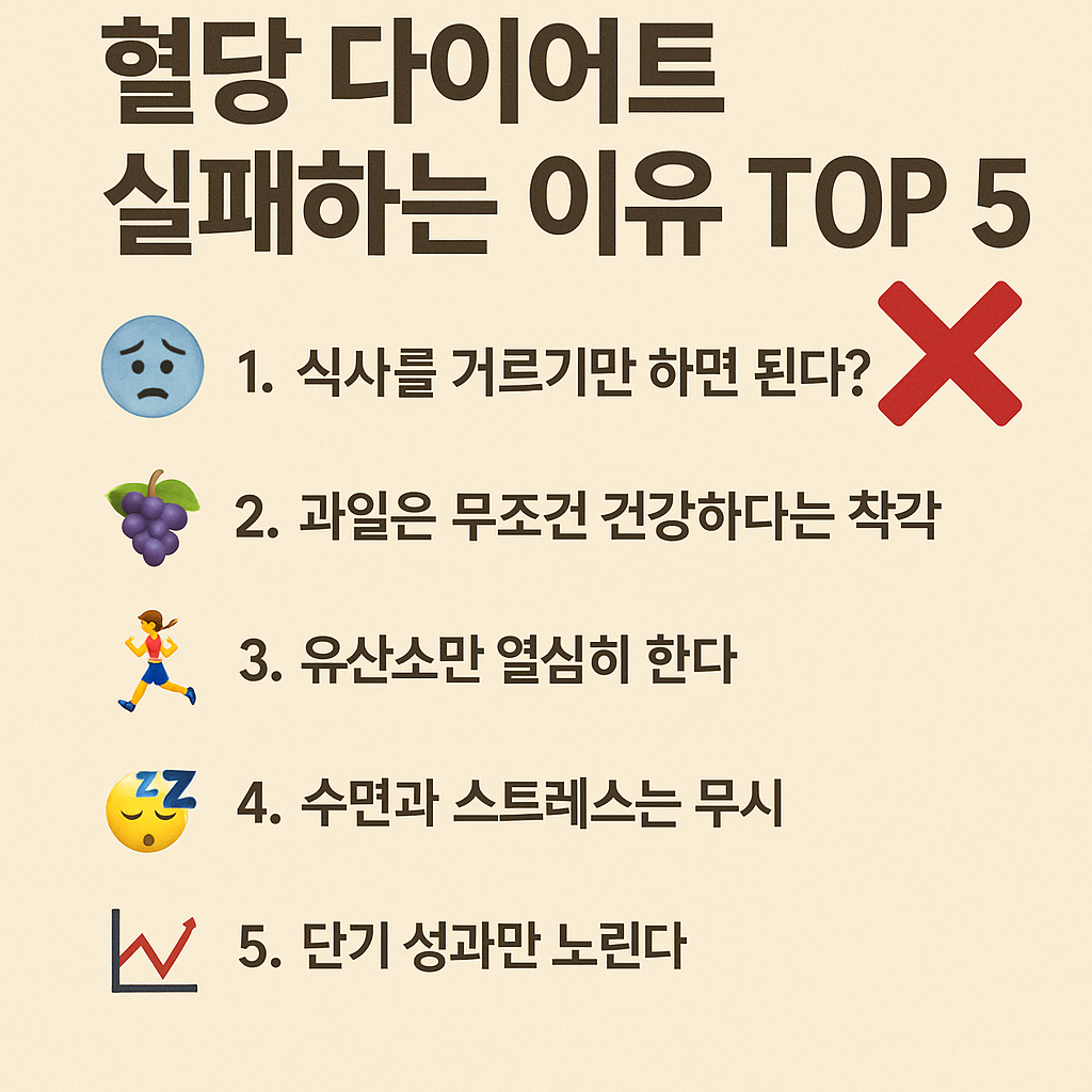 혈당 다이어트 실패하는 이유 TOP 5 ❌
