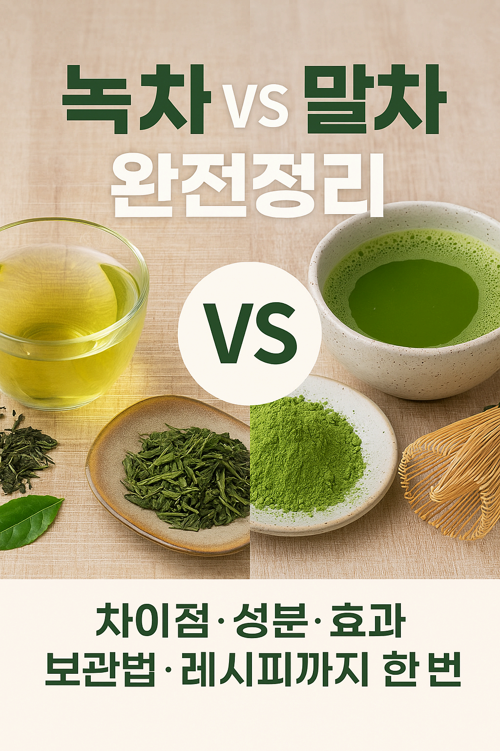 녹차 vs 말차 완전정리|차이점·성분·효과·보관법.레시피까지 한 번에