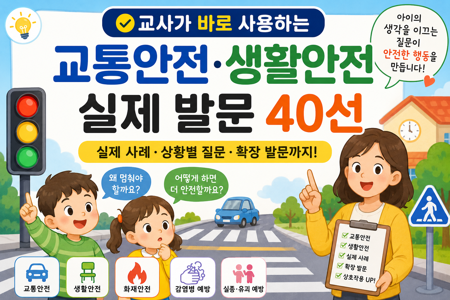AI 교통안전, 생활안전 실제발문 40선 일러스트 이미지