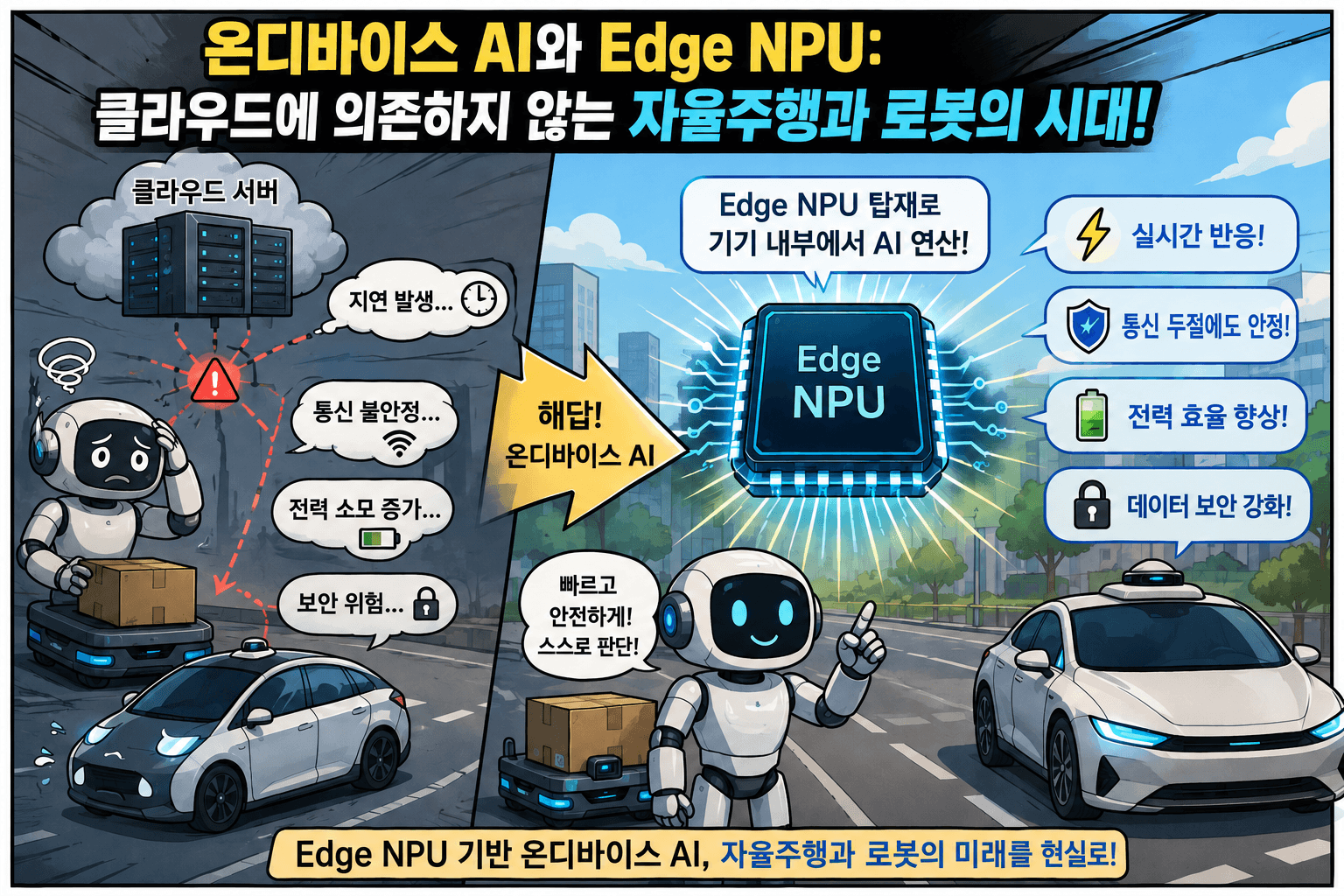 온디바이스 AI와 Edge NPU: 클라우드에 의존하지 않는 자율주행과 로봇의 시대