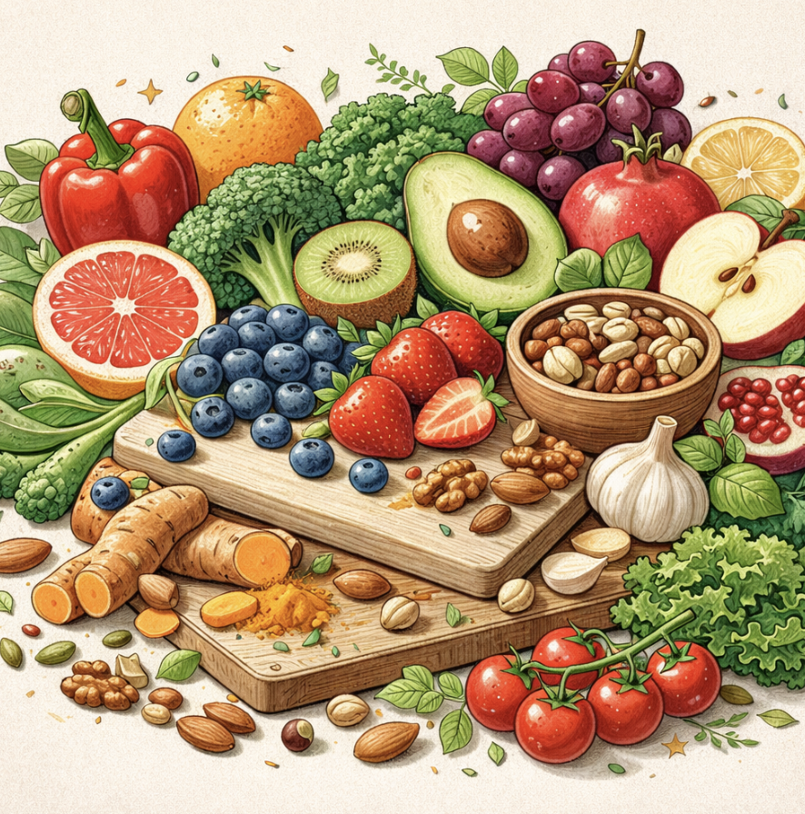 노화 속도를 늦추는 항산화 식품 정리