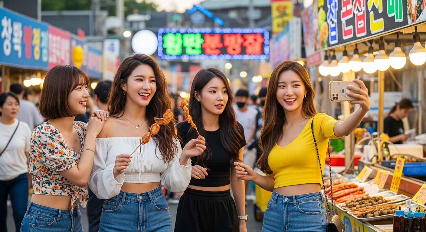 자갈치시장 축제를 즐기는 여성들