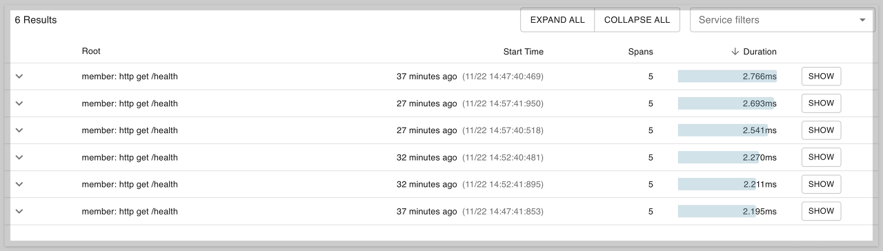 zipkin ui에서 검증