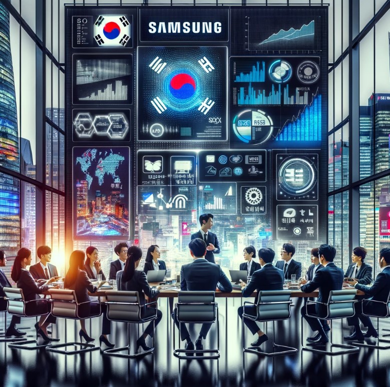 서울의 분주한 기업 사무실 장면