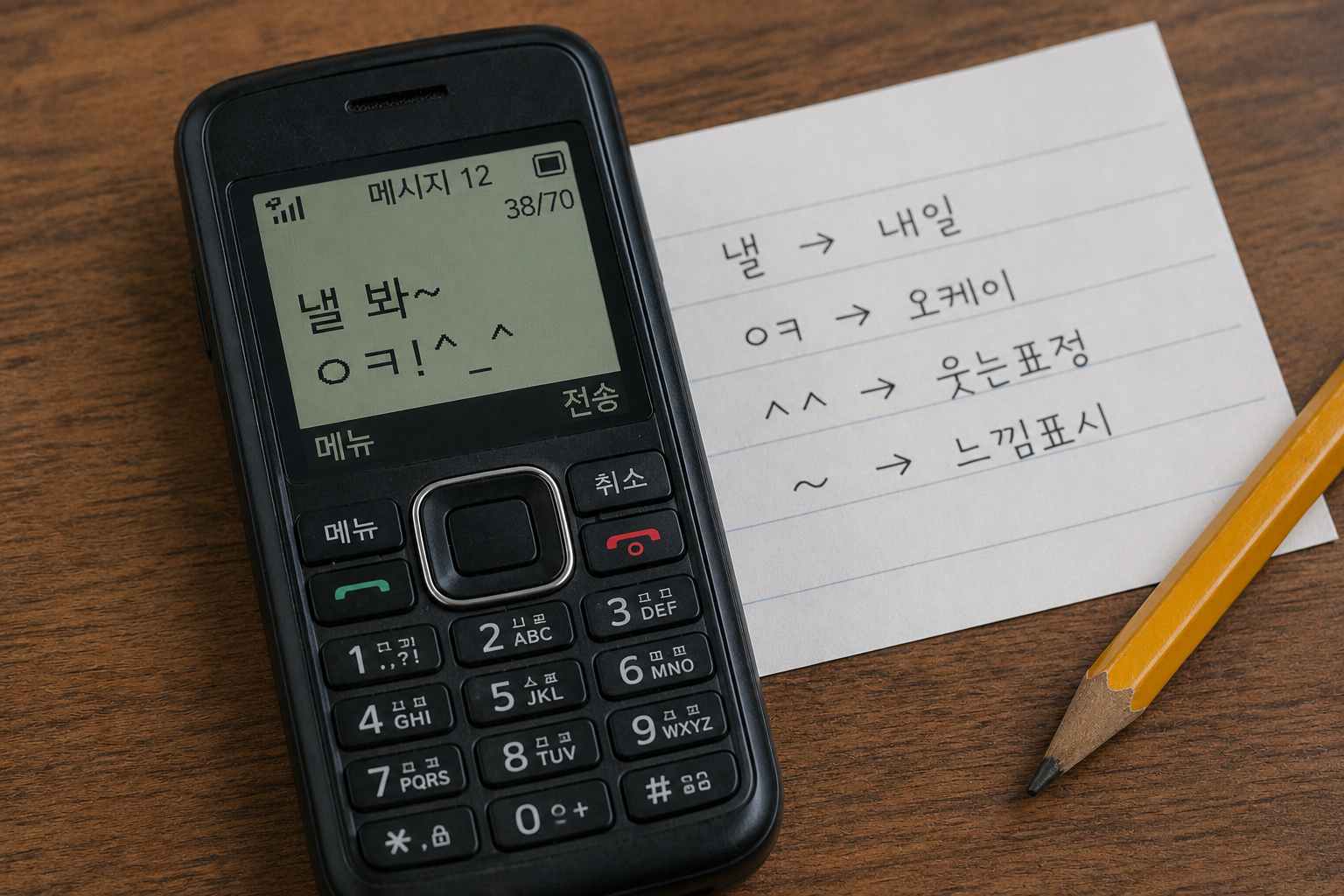 ㅎㅇ, ㅇㅇ, ㄱㅅ, ㅋㅋ, ㅠㅠ 등 자음과 기호로 만든 문자 표현이 적힌 노트