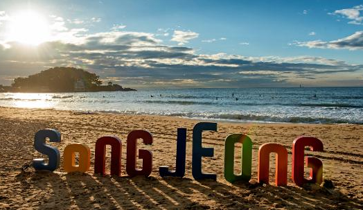 송정해수욕장 서핑 레슨 받기