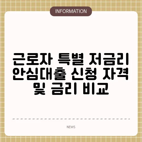 근로자 특별 저금리 안심대출 신청 자격 및 금리 비교