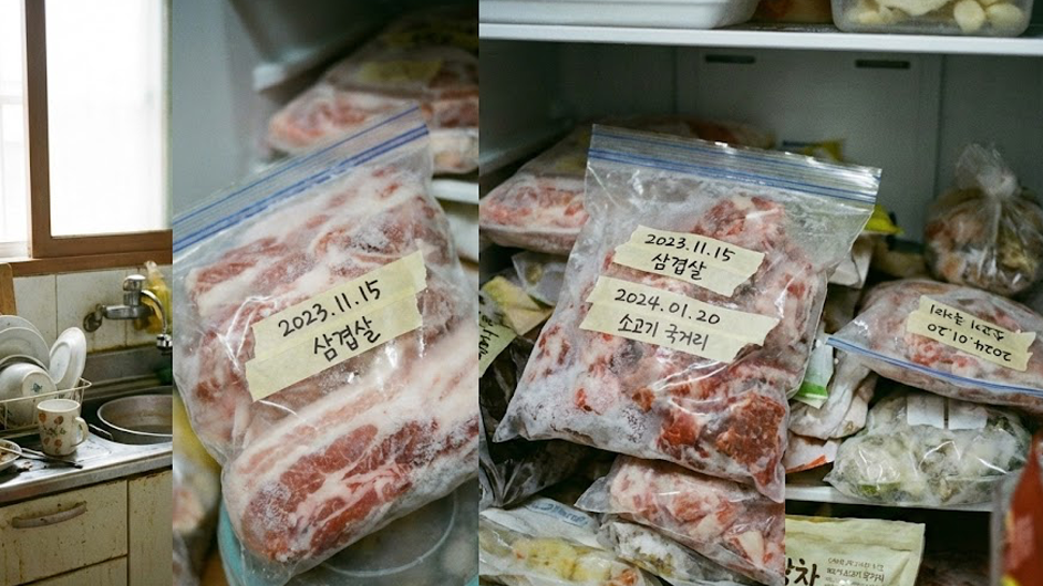 냉동된 제품들 사진