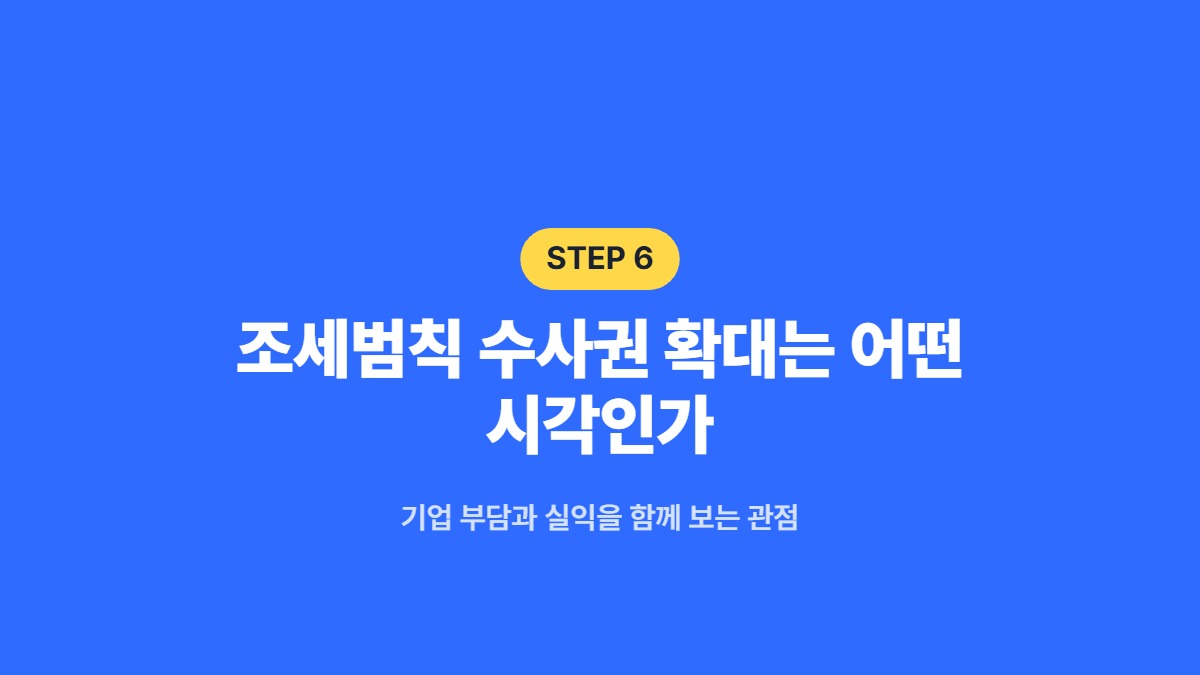 조세범칙 수사권 확대는 어떤 시각인가 &mdash; 기업 부담과 실익을 함께 보는 관점