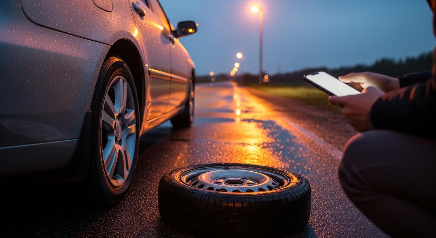 자동차 타이어 빠져있는꿈