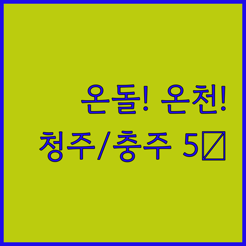청주 충주 괴산 호텔 5곳 위치 장점..