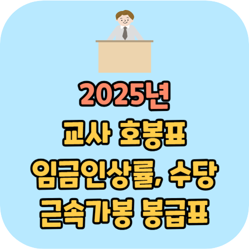 2025 교사 호봉표 (유치원, 초등학교, 중학교, 고등학교 교원)