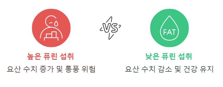 요산 수치를 관리하기 위한 퓨린 섭취 균형