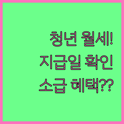 청년 월세 지원금 지급일과 신청월 소..