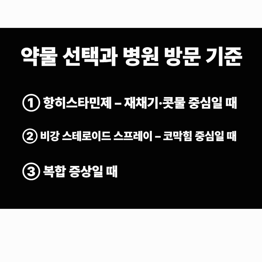 약물 선택과 병원 방문 기준 이미지사진