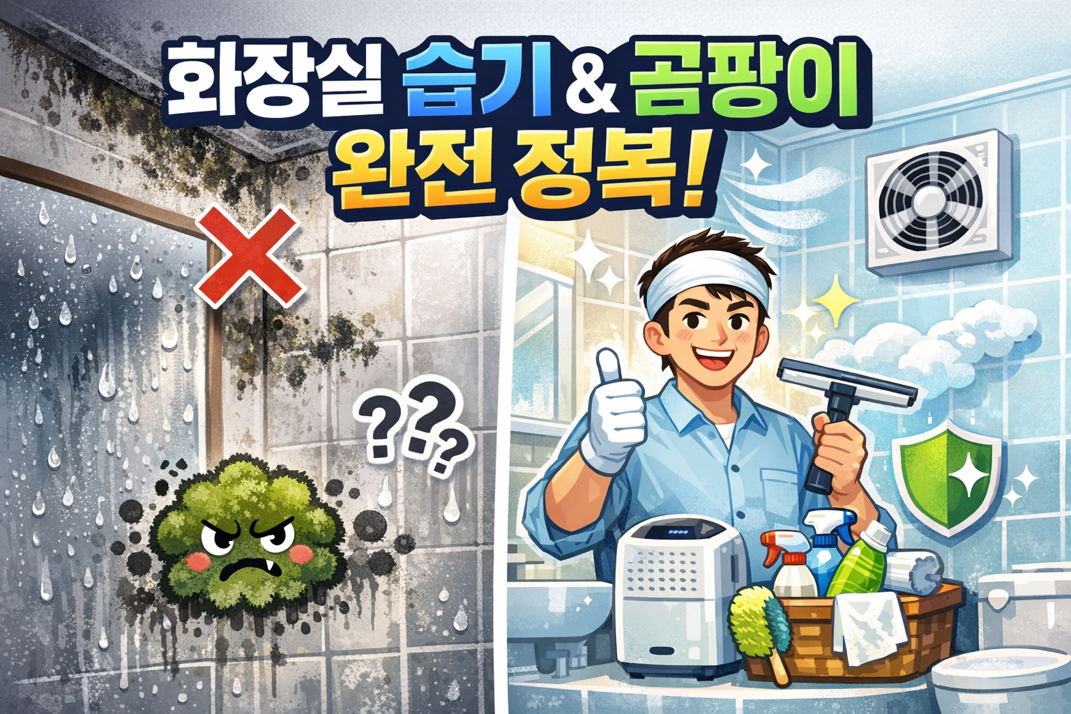 화장실 습기, 곰팡이 정복 이미지