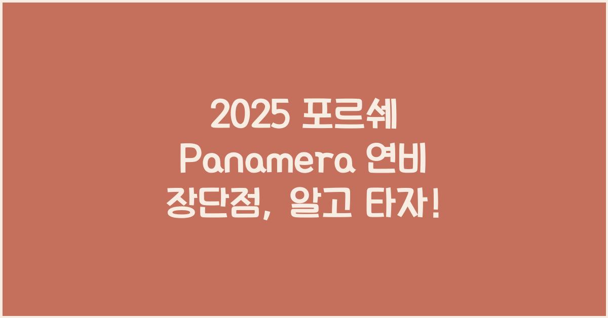 2025 포르쉐 Panamera 연비 장단점
