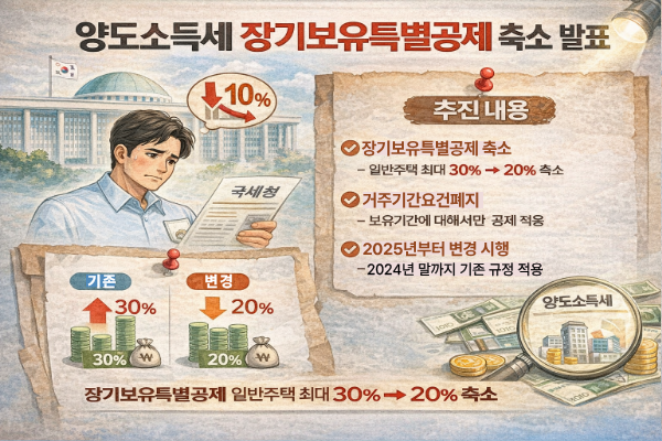 양도소득세 장기보유특별공제 축소 발표 관련 이미지