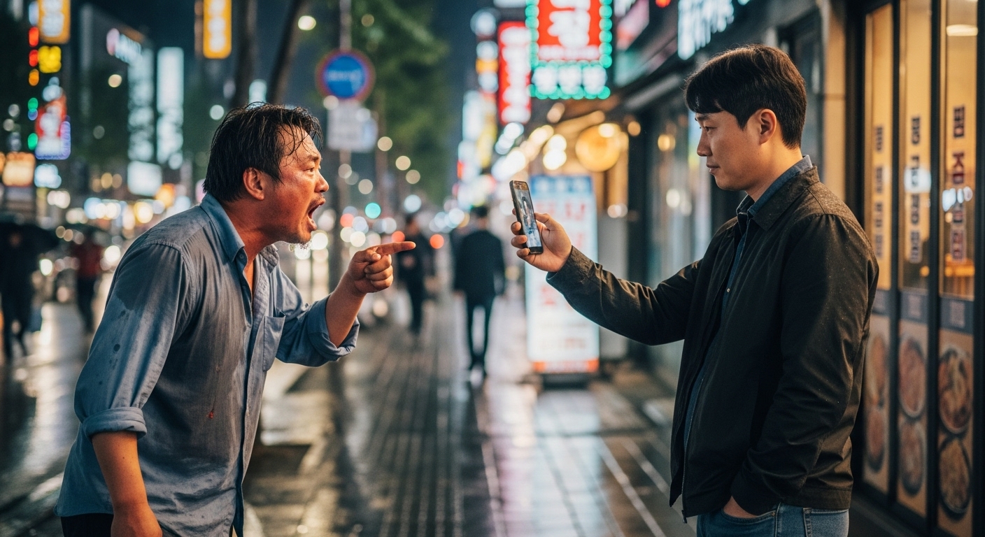 폭행 정당방위, 모욕죄, 술자리 사건