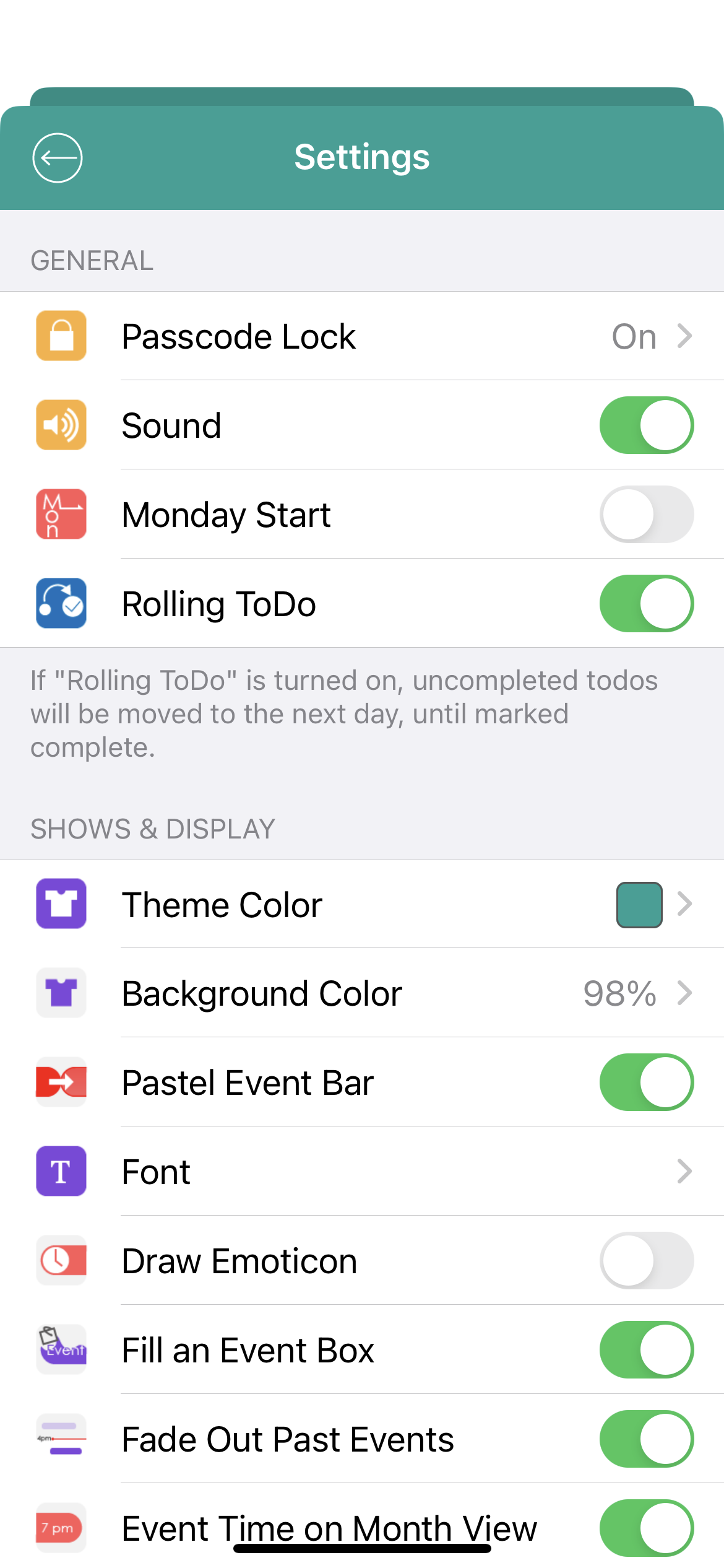어썸캘린더1 설정
