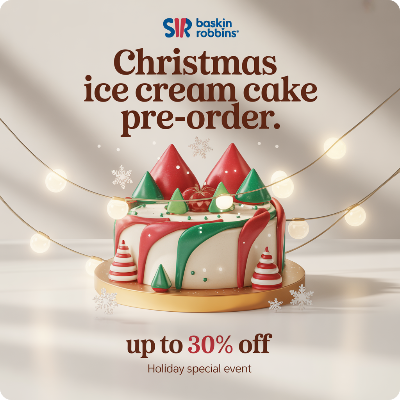 배스킨라빈스 크리스마스 아이스크림 케이크 사전예약 이미지