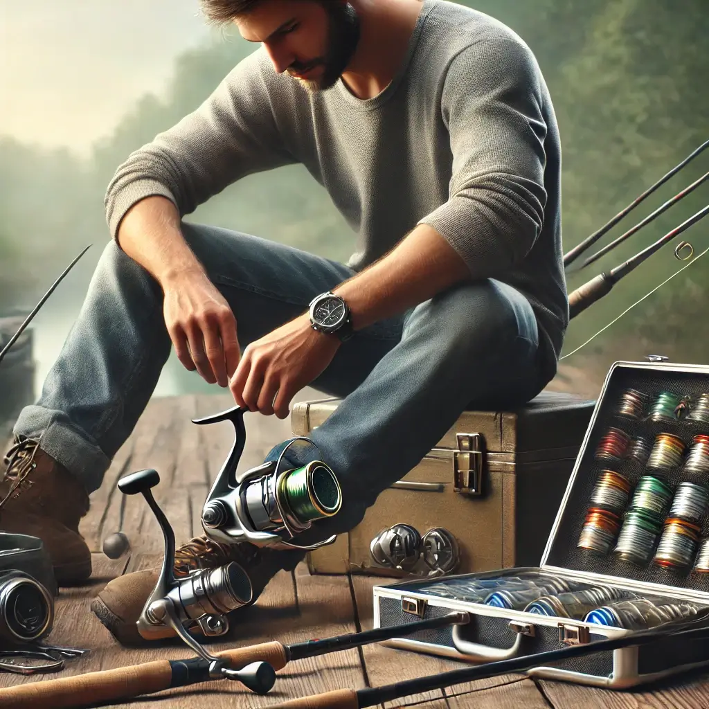 낚시 장비를 준비하는 남자