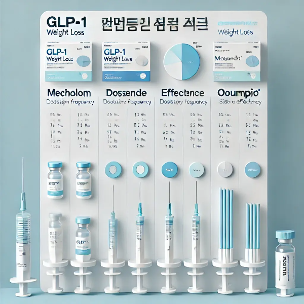 4종 GLP-1 다이어트 주사의 주요 특징을 비교한 인포그래픽