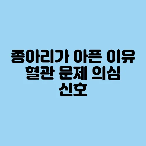 종아리가 아픈 이유 혈관 문제 의심 신호