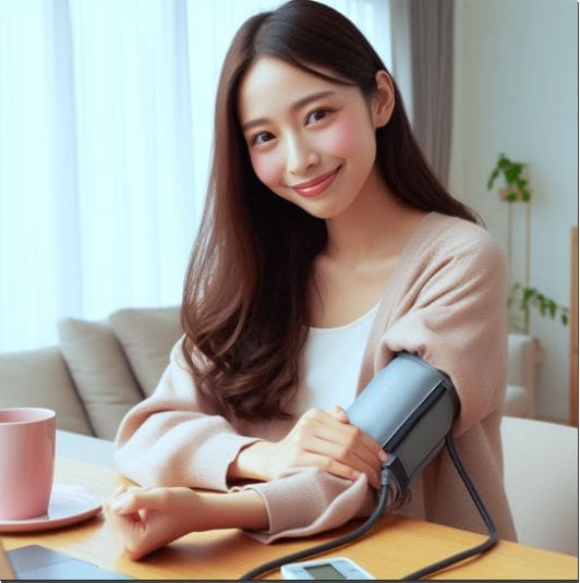 홍화씨 기름 효능 심혈관 건강, 혈압 재보는 젊은 여성