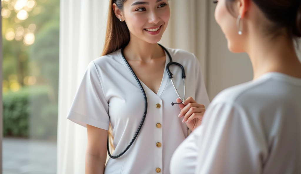 건강검진 받는 여성 이미지